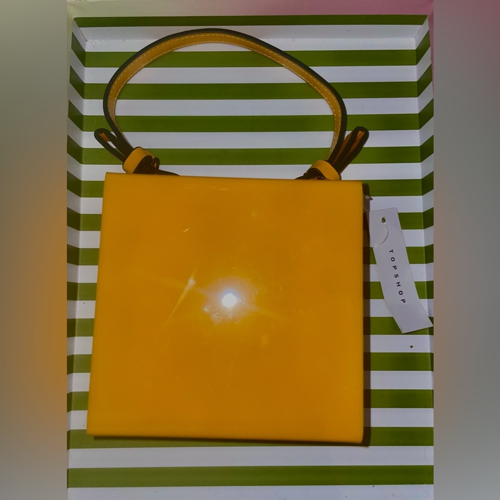 Yellow Topshop square cube micro acrylic purse
